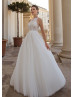 Halter Beaded Ivory Lace Tulle Sheer Back Wedding Dress
